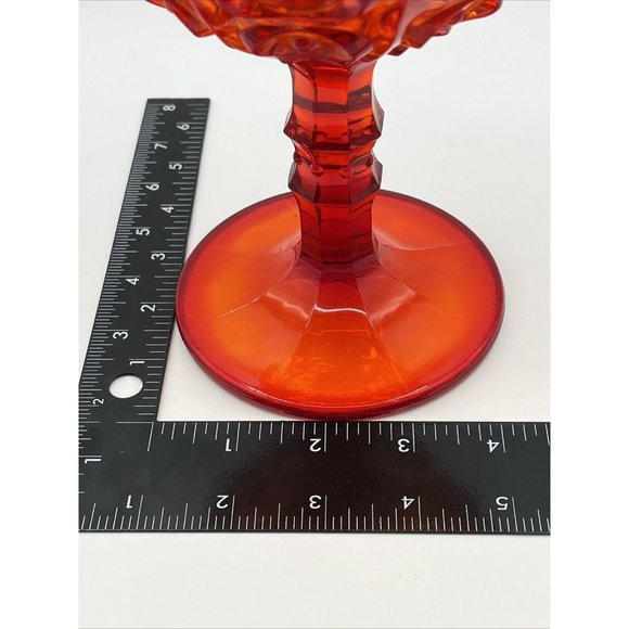 Viking Glass Yesteryear Bullseye Red Amberina Chalice Footed Bowl 8.75" - Picture 6 of 9